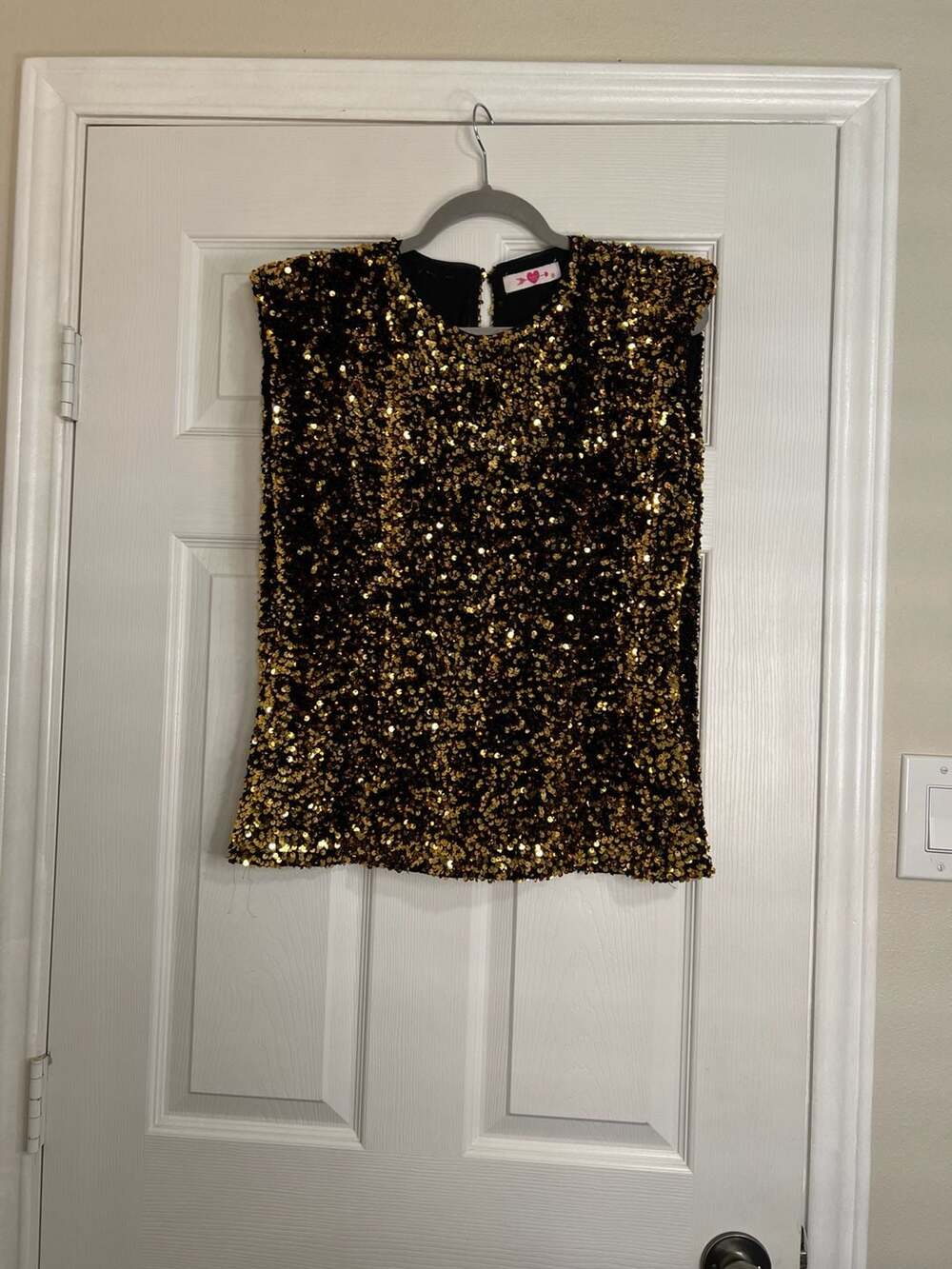 Buddy Love Lucy Gold Sequin Muscle Top, Size M